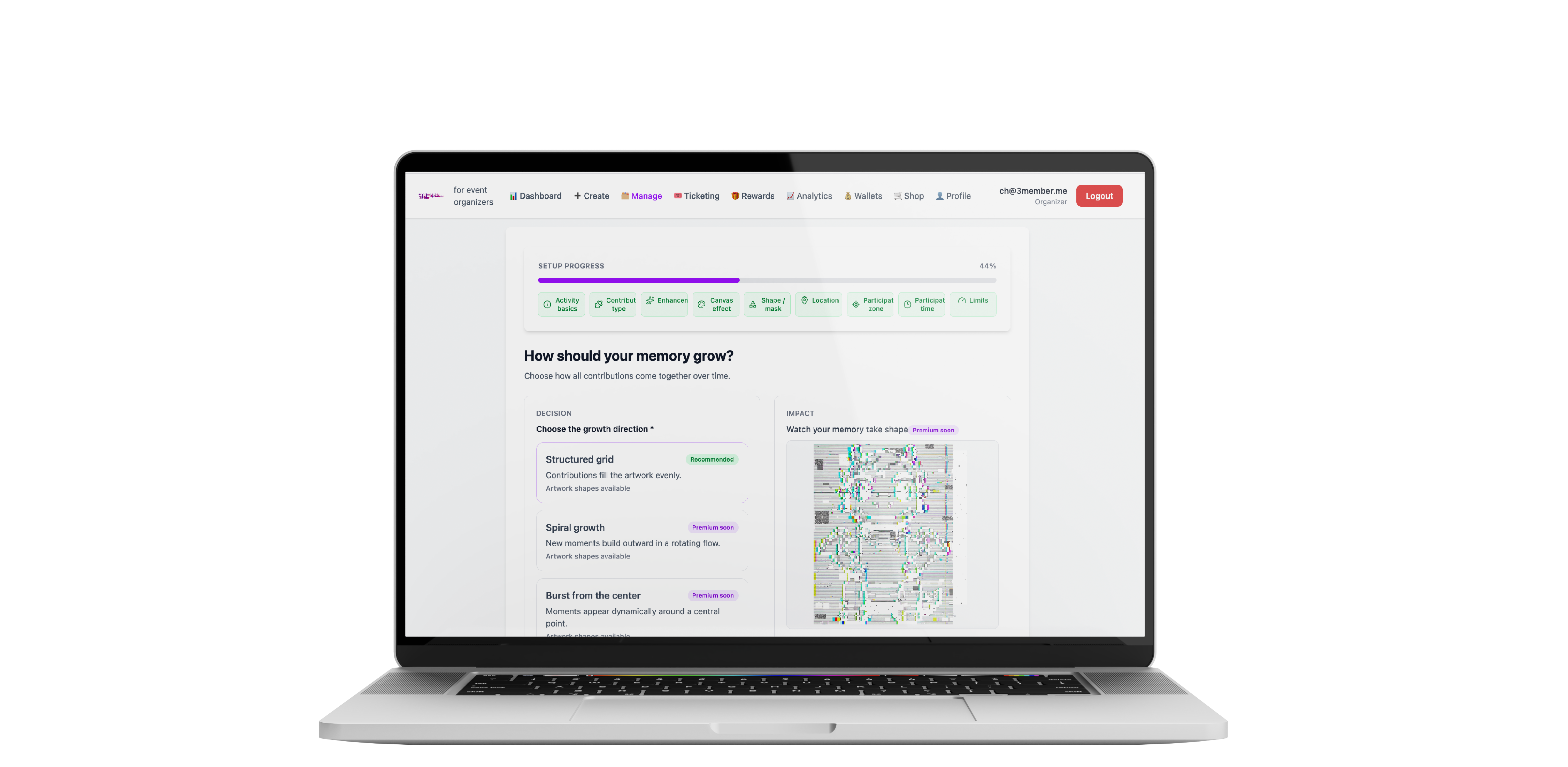 3member.me Organizer Dashboard
